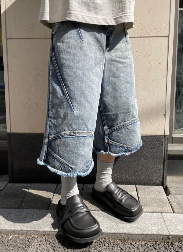 MUSINSA | DNSR Multi-dart Bermuda Denim Pants Blue