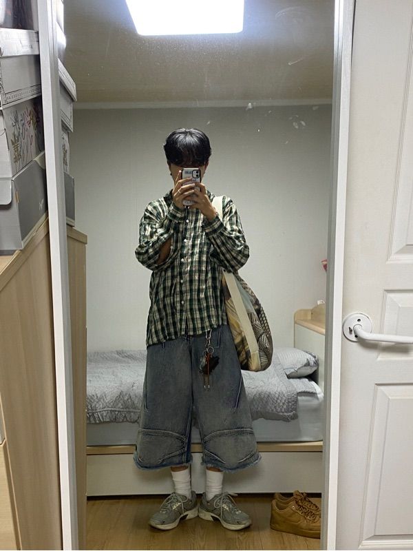 MUSINSA | DNSR Multi-dart Bermuda Denim Pants Blue
