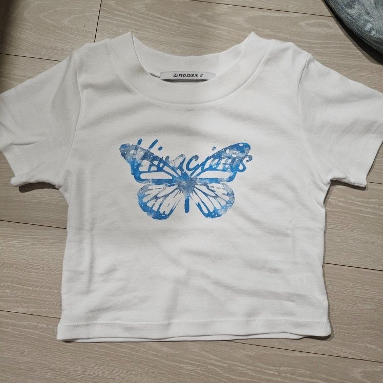 MUSINSA | VIVACIOUS Butterfly Crop t-shirt - 3COL