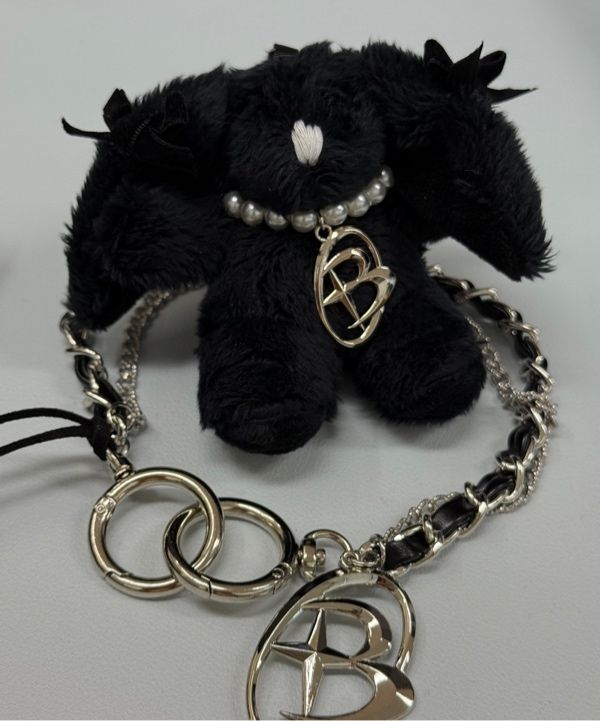 MUSINSA | BLACK PURPLE Bongbong Ribbon Rabbit Keyring-Black