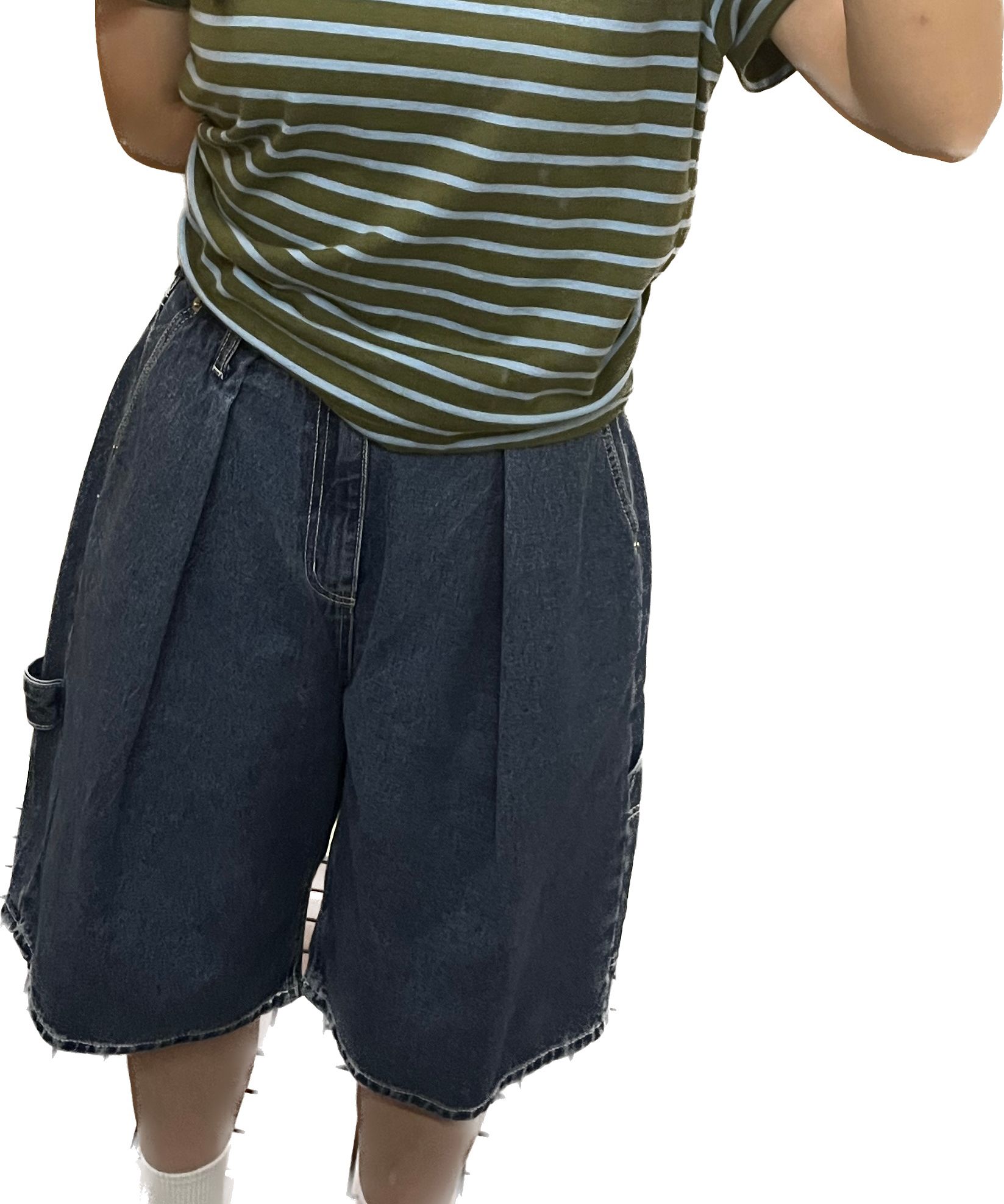 MUSINSA | ENZO BLUES Striped Classic T-Shirt (Olive)