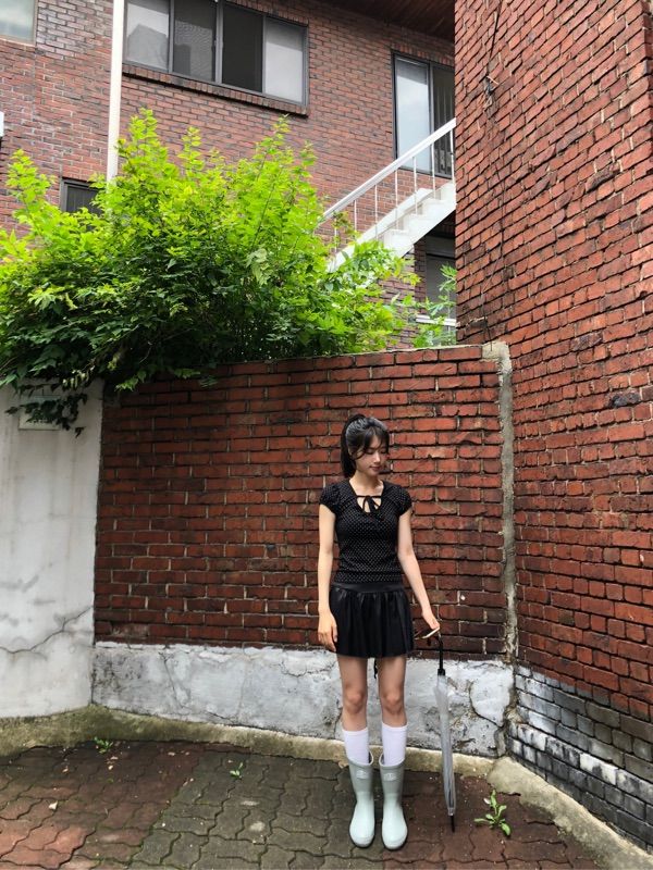 MUSINSA公式 | HIGH SCHOOL DISCO Puff sleeve Dot ribbon Short