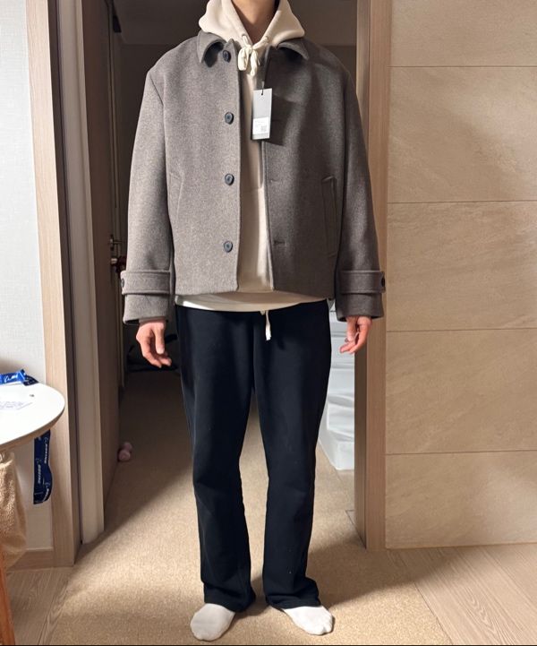 MUSINSA | MUSINSA STANDARD Wool Blend Oversized Short Balmacaan