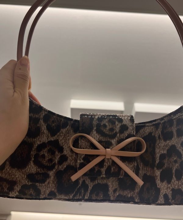 MUSINSA | TTMAB Bow Small Baguette Bag - Baby Leopard