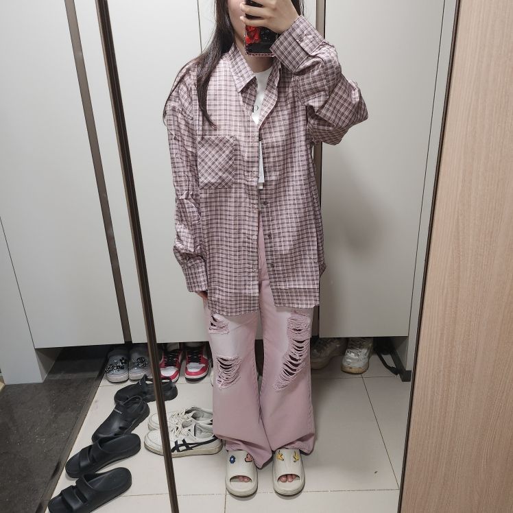 MUSINSA公式 | AVANDRESS OL Overfit Check Shirt PINK