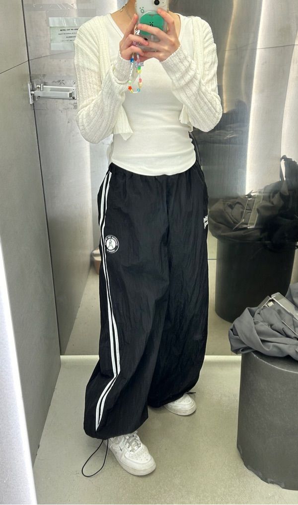 MUSINSA | BADBLOOD ADS Vintage Nylon Track Pants - Black