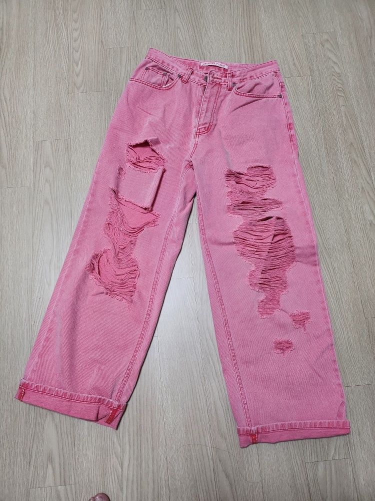 MUSINSA | UNKNOWN PLANET wide destroyed piggy-dying denim