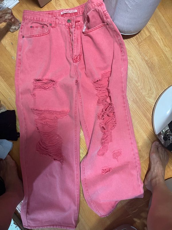 MUSINSA | UNKNOWN PLANET wide destroyed piggy-dying denim