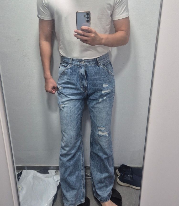MUSINSA | MILLO ARCHIVE Damage Flare Denim Pants [Mid Blue]