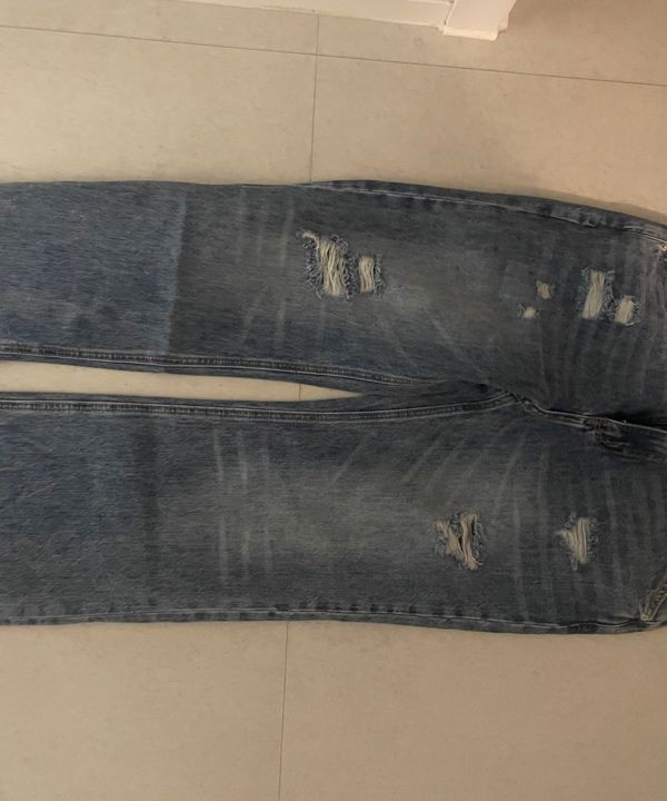 MUSINSA | MILLO ARCHIVE Damage Flare Denim Pants [Mid Blue]