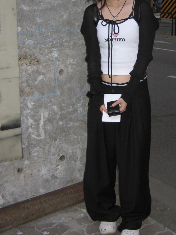 Tシャツ・カットソー Pintuck banding layered low rise wide slacks pants gray MUSINSA | PLACE STUDIO Pintuck banding layered low-rise wide