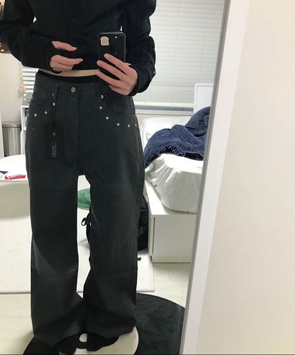 MUSINSA公式 | AAKAM Multi Studded Cotton Pants (Gray)