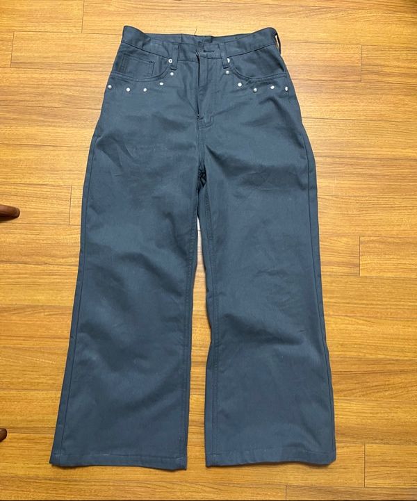 MUSINSA | AAKAM Multi Studded Cotton Pants (Gray)