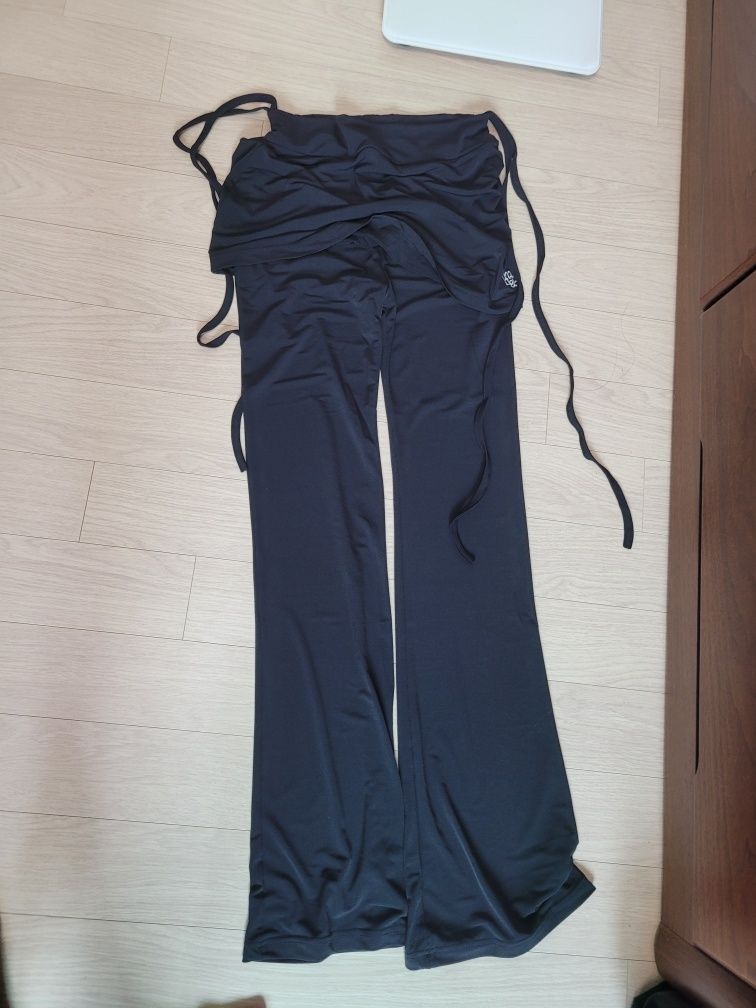 MUSINSA | MUAHMUAH Layered String Skirt Pants [Black]