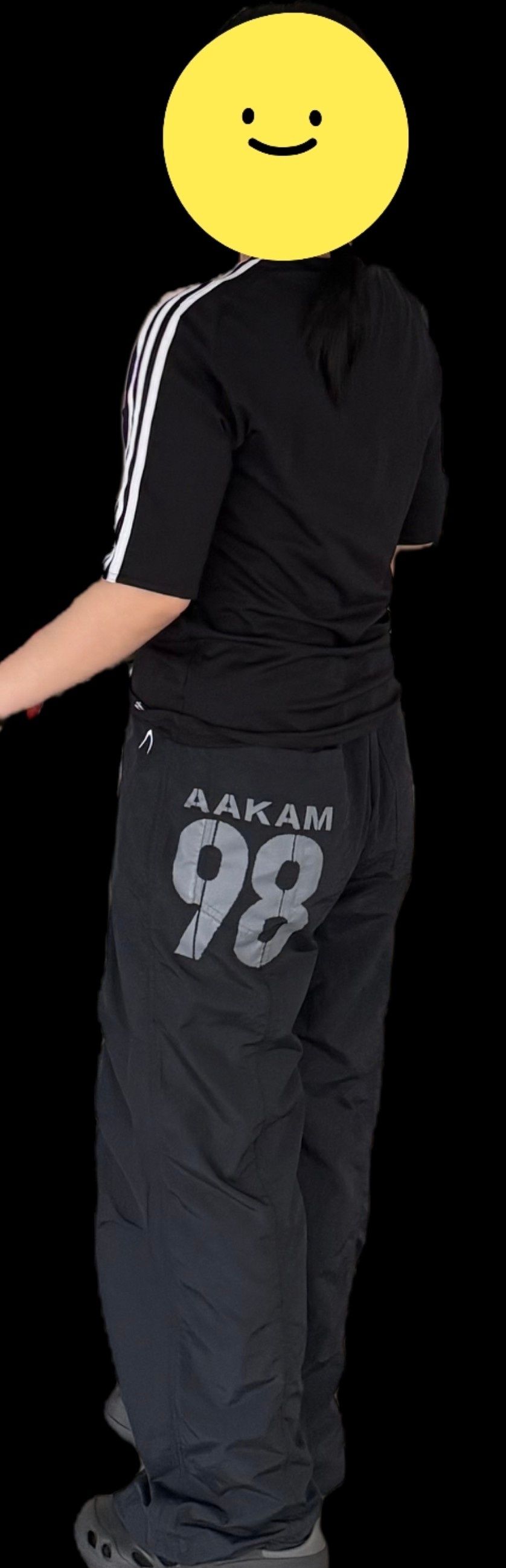 MUSINSA | AAKAM 98 Printed Knee Pin-tuck Nylon Pants (Black)