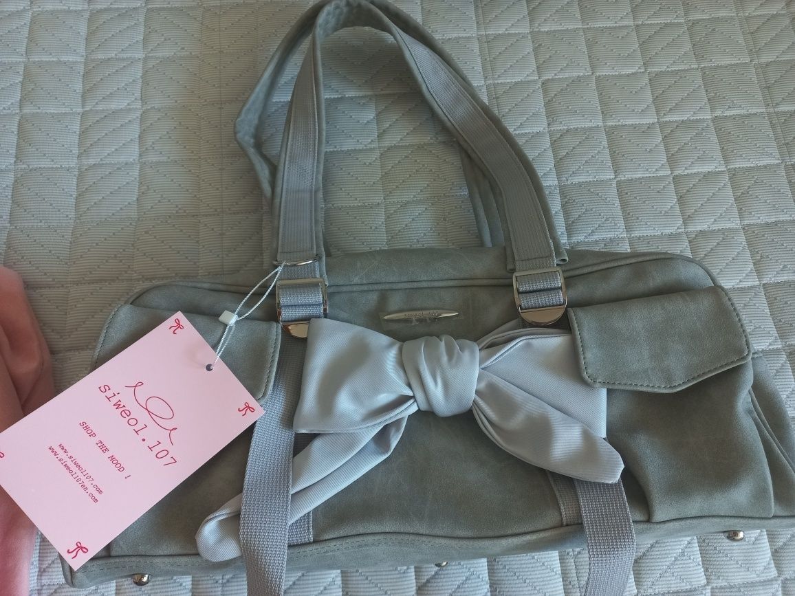 【SIWEOL107】bow pottie bag Vegan Nubuck] bow pottie bag (gray) - SIWEOL107 | 60