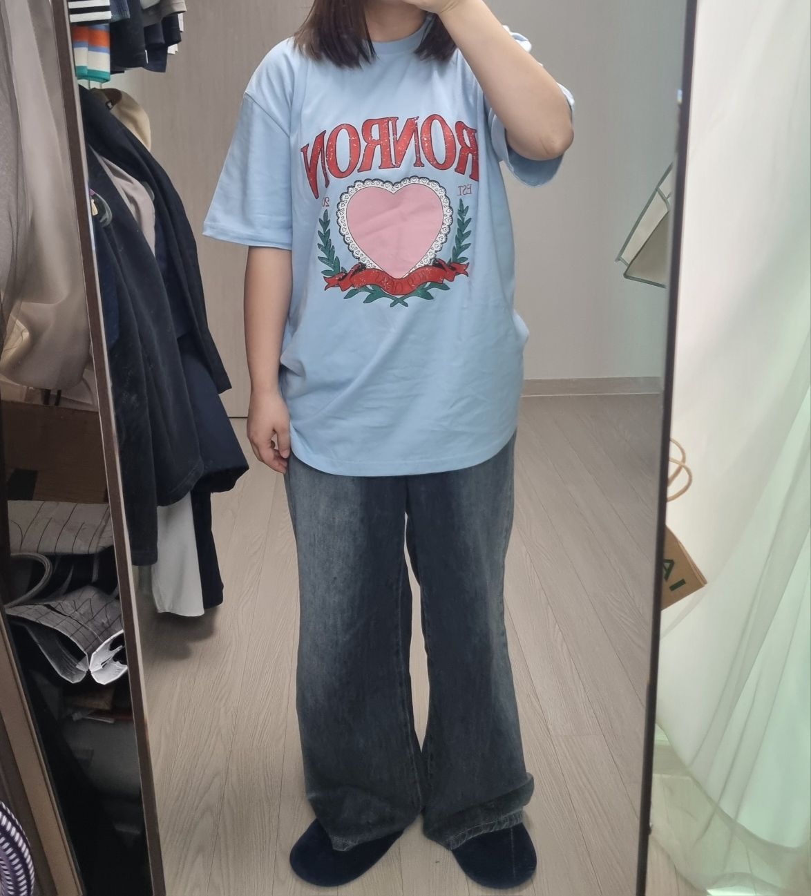 ★送料・関税込★RONRON★HEART LAUREL OVER FIT T SHIRT★ MUSINSA | RONRON RONRON HEART LAUREL OVER FIT T SHIRT SOFT BLUE