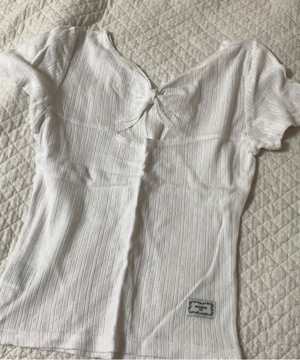 人気Tシャツ【Ronron】KNOT RIBBON SLIT HALF T SHIRT EYELET MUSINSA | RONRON KNOT RIBBON SLIT HALF T SHIRT EYELET GREY