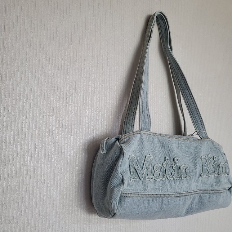 ●Matin Kim●LOGO WASHED DENIM DUFFEL BAG IN SKY MUSINSA | MATIN KIM LOGO WASHED DENIM DUFFEL BAG IN SKY