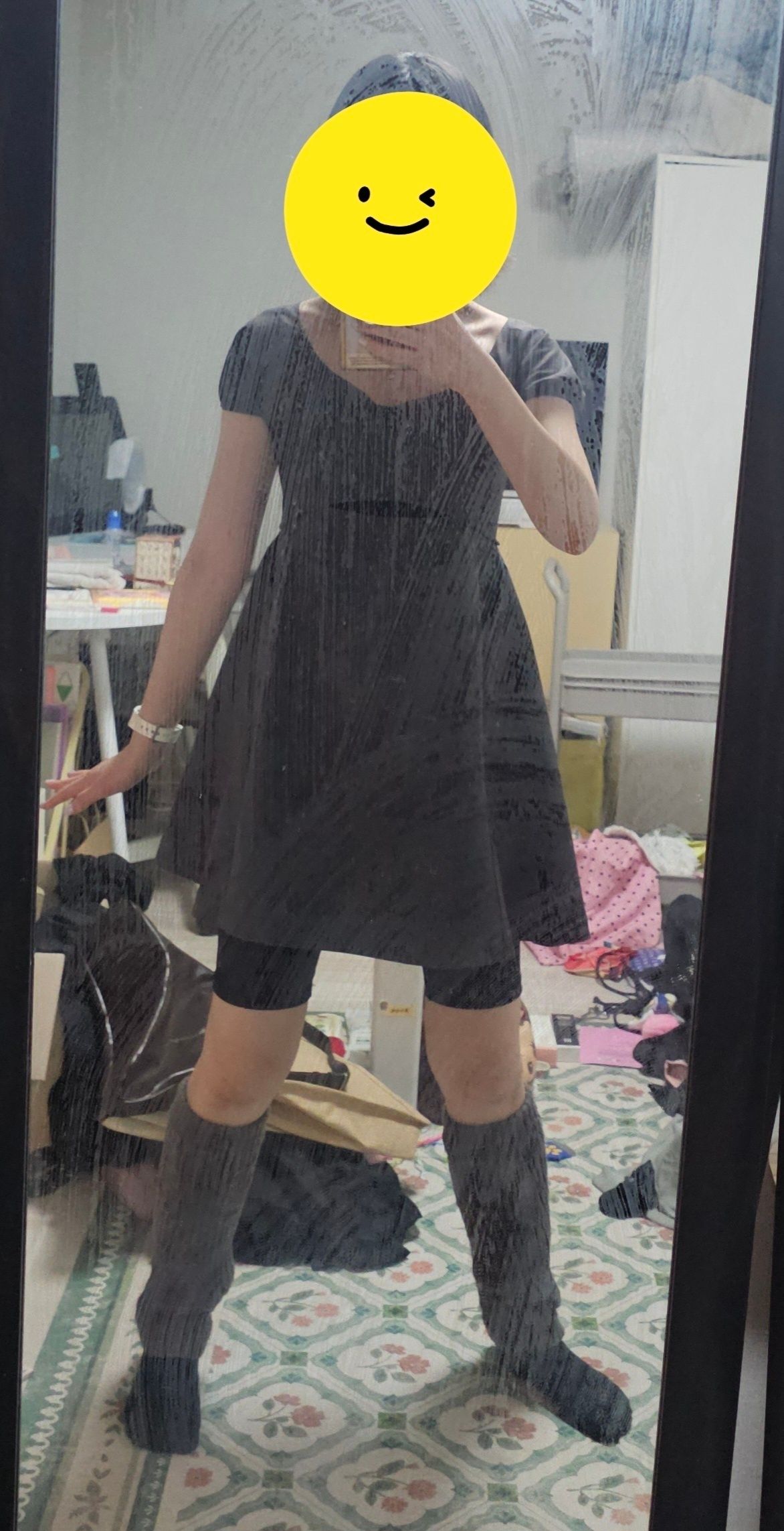 MUSINSA公式 | OJOS Capsleeve Slit Mini Dress / Charcoal