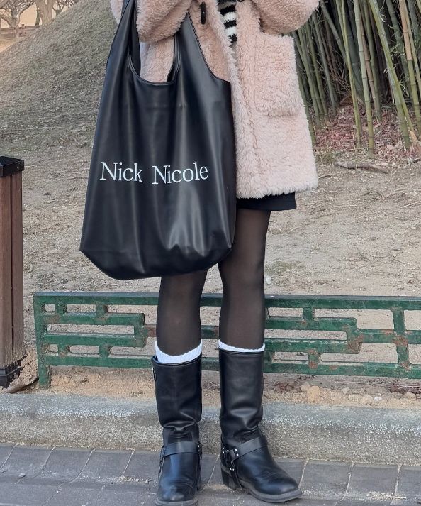 ★NICK&NICOLE★ NICOLE BIG SHOPPER BAG MUSINSA | NICK&NICOLE NICOLE BIG SHOPPER BAG_BLACK