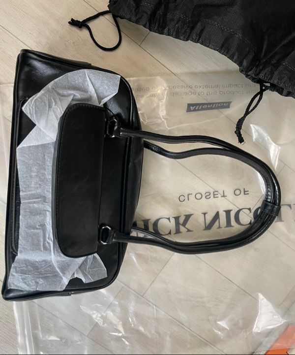 ★24SS新作★NICK&NICOLE★NICOLE POCKET LEATHER BAGUETTE BAG NICOLE POCKET LEATHER BAGUETTE BAG_BLACK - NICK&NICOLE | 60