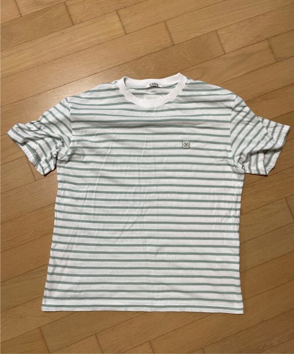 MUSINSA | SATUR All Day Basic Stripe Short Sleeve T-shirt Mint