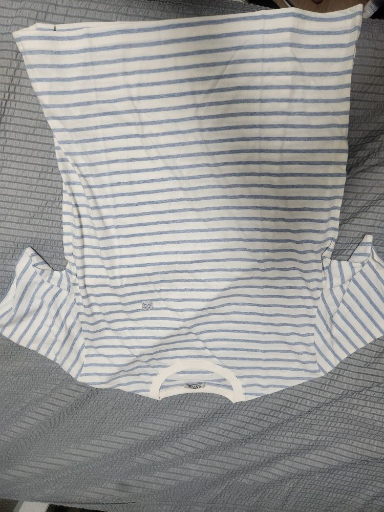 MUSINSA | SATUR All Day Basic Stripe Short Sleeve T-shirt Gray