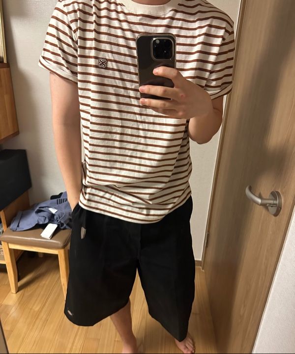 ◆SATUR◆ All day basic striped short sleeve t-shirt gray SA MUSINSA | SATUR All Day Basic Stripe Short Sleeve T-shirt Gray