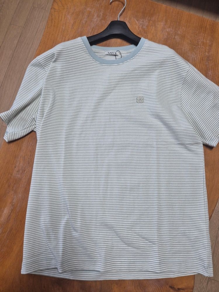 MUSINSA | SATUR All Day Color Stripe Short Sleeve T-shirt Mint