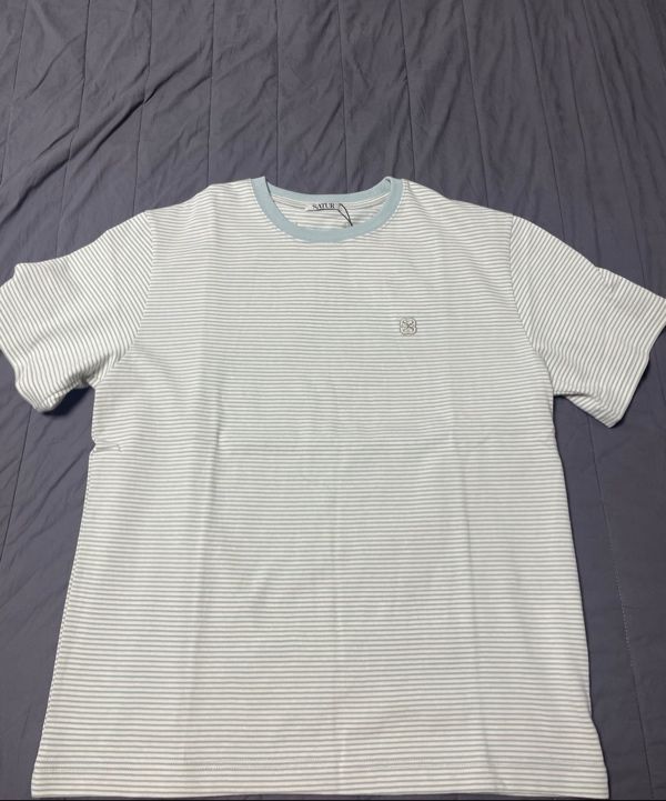 MUSINSA | SATUR All Day Color Stripe Short Sleeve T-shirt Mint