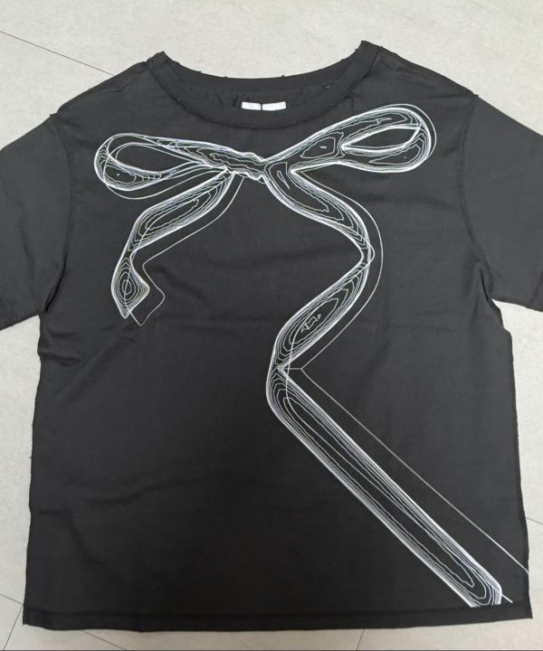 MUSINSA | TUOMIO DAMAGED T-SHIRTS [CHARCOAL]