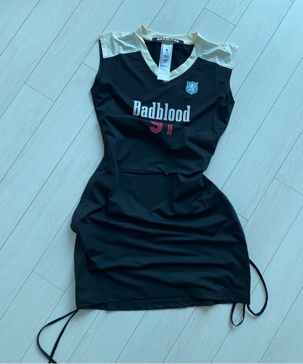 MUSINSA | BADBLOOD Vintage Club V-Neck Tank Dress - Black