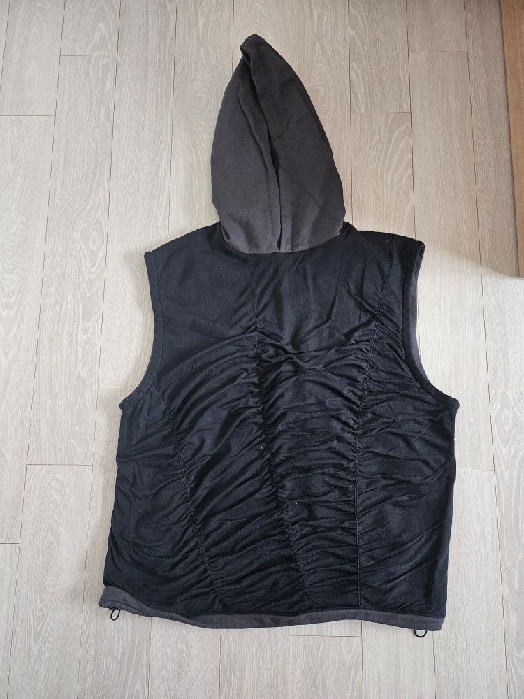 MUSINSA | PHOS333 Shirring Sleeveless Hoodie/Black