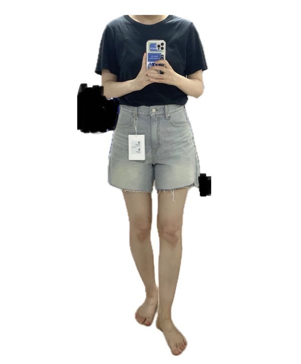 ショートパンツ [MATINKIM]cut out point denim shorts in black MUSINSA公式 | MATIN KIM CUT OUT POINT DENIM SHORTS IN BLACK