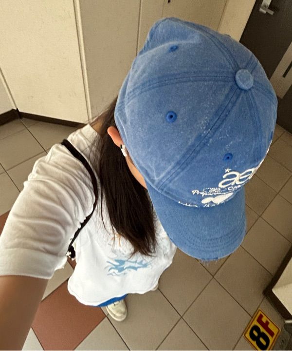 MUSINSA | AEAE WEB LOGO DAMAGED CAP [DARK BROWN]