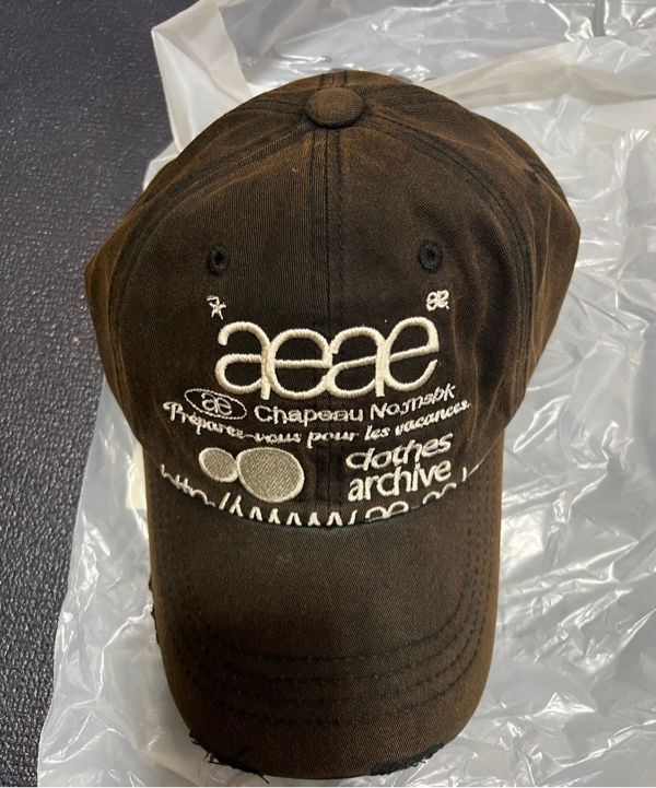 ★AEAE★ WEB LOGO DAMAGED CAP [DARK BROWN] MUSINSA公式 | AEAE WEB LOGO DAMAGED CAP [DARK BROWN]