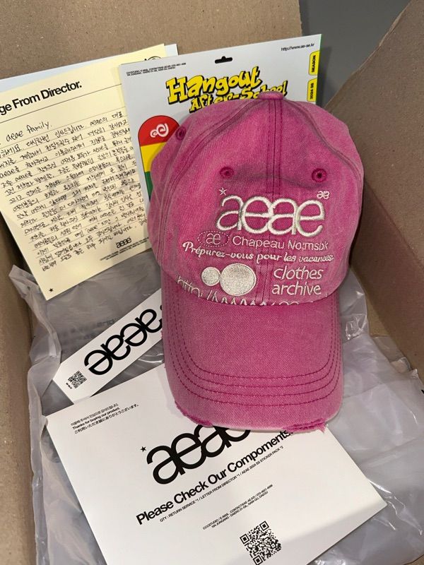 MUSINSA公式 | AEAE WEB LOGO DAMAGED CAP [PINK]