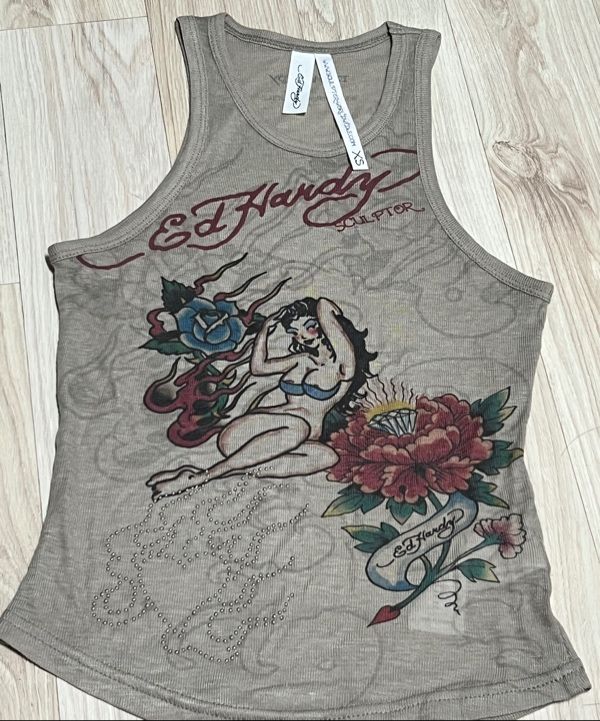 MUSINSA | SCULPTOR [Sculptor x Ed Hardy] Sheer Tank Top White