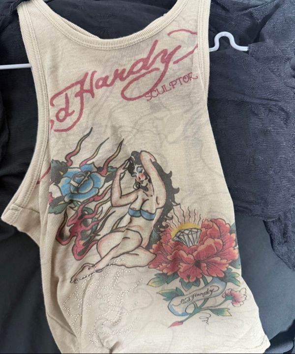 MUSINSA | SCULPTOR [Sculptor x Ed Hardy] Sheer Tank Top White