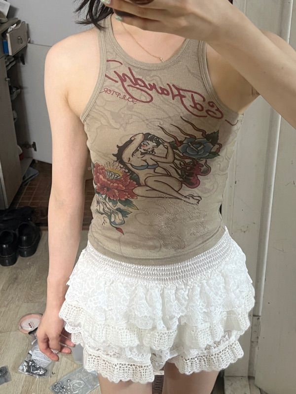 MUSINSA | SCULPTOR [Sculptor x Ed Hardy] Sheer Tank Top White
