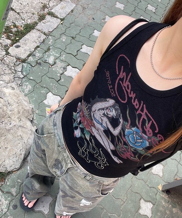 MUSINSA | SCULPTOR [Sculptor x Ed Hardy] Rib Tank Top Black