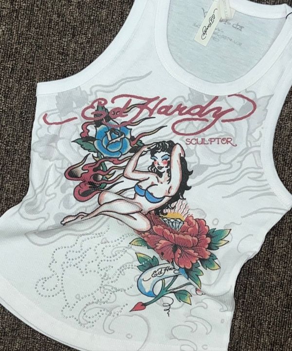 MUSINSA | SCULPTOR [Sculptor x Ed Hardy] Rib Tank Top White