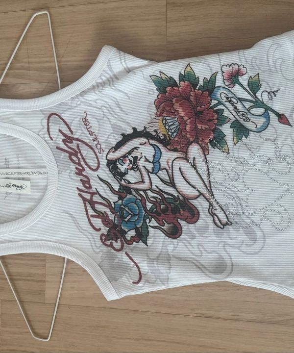 MUSINSA | SCULPTOR [Sculptor x Ed Hardy] Rib Tank Top White