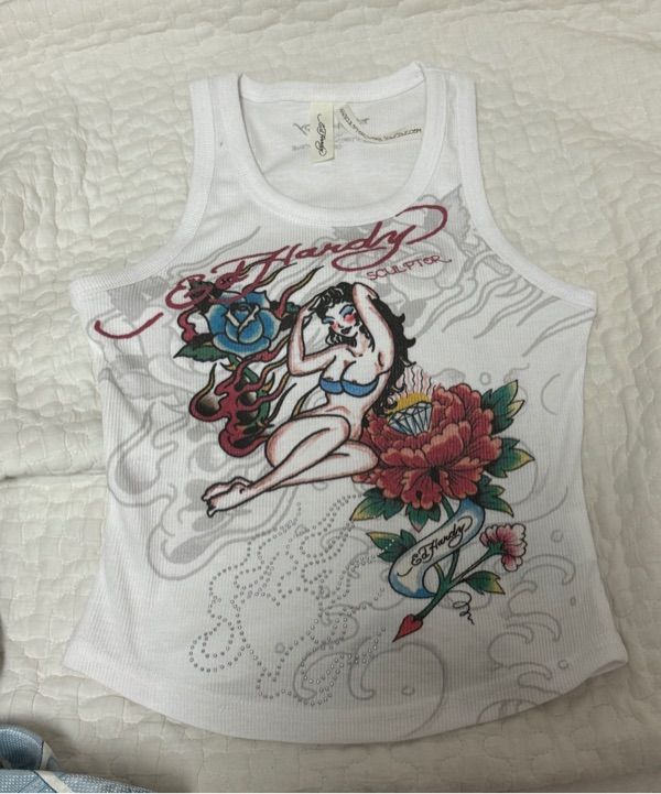 MUSINSA公式 | SCULPTOR [Sculptor x Ed Hardy] Rib Tank Top White