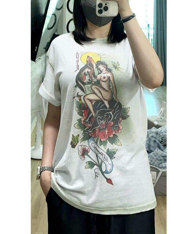 [Sculptor X Ed Hardy]Brush Tee Mサイズ Sculptor X Ed Hardy] Brush Raglan Tee Raw