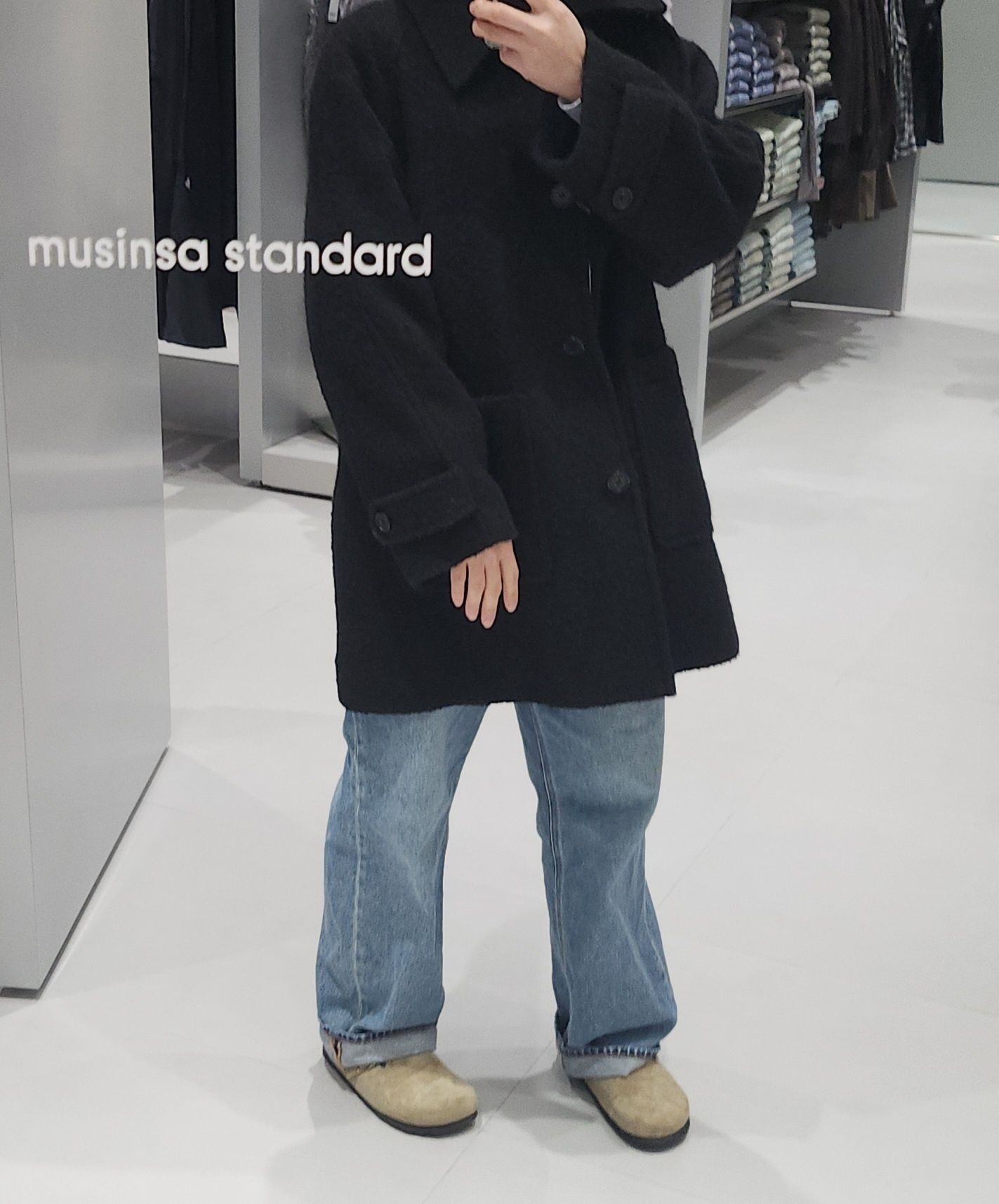 MUSINSA ヘイリーウールブックルハーフコート