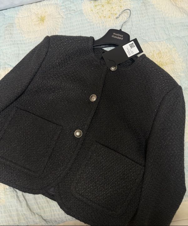 ジャケット・アウター MUSINSA ROUND NECK TWEED JACKET MUSINSA | MUSINSA STANDARD ROUND NECK TWEED JACKET [BLACK]