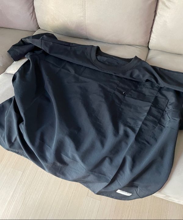 MUSINSA | ANGLAN Ring Nylon Double Pocket Half Tee - Black