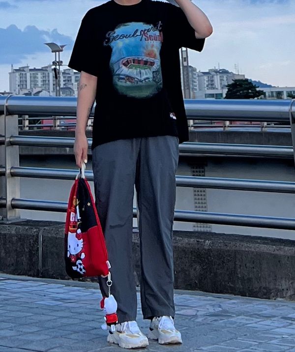 ◇1993studio◇ FC Seoul Seoul Park T-Shirt Light Gray 1993스튜디오 | · stripe wappen collar half knit · seoul